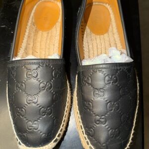 Gucci Black Leather Espadrilles for Women
